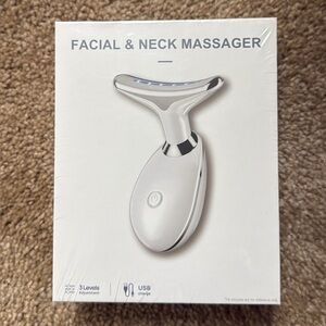 White Facial & Neck Massager - USB Rechargeable Skin Toning Device